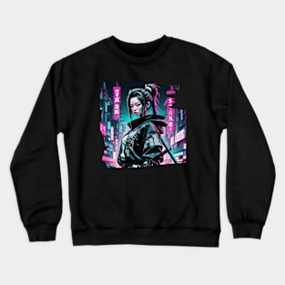 Futuristic Japanese Samura Girl -Cyberpunk Style Crewneck Sweatshirt